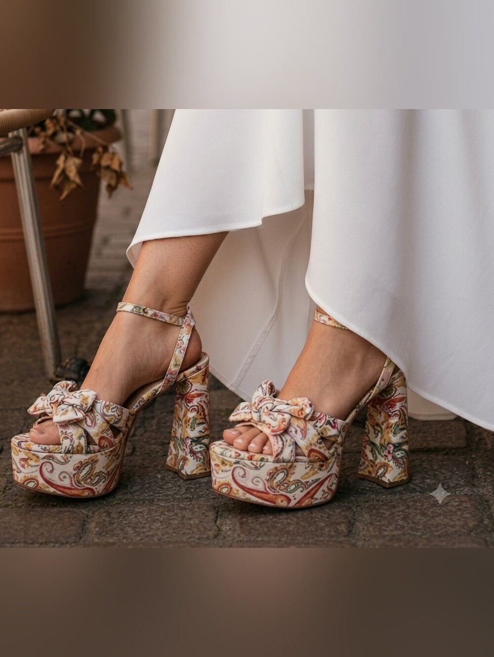 Boho Chunky Platform Sandals Autum Wedding Guest Coquette  Cottage Floral 9.5New